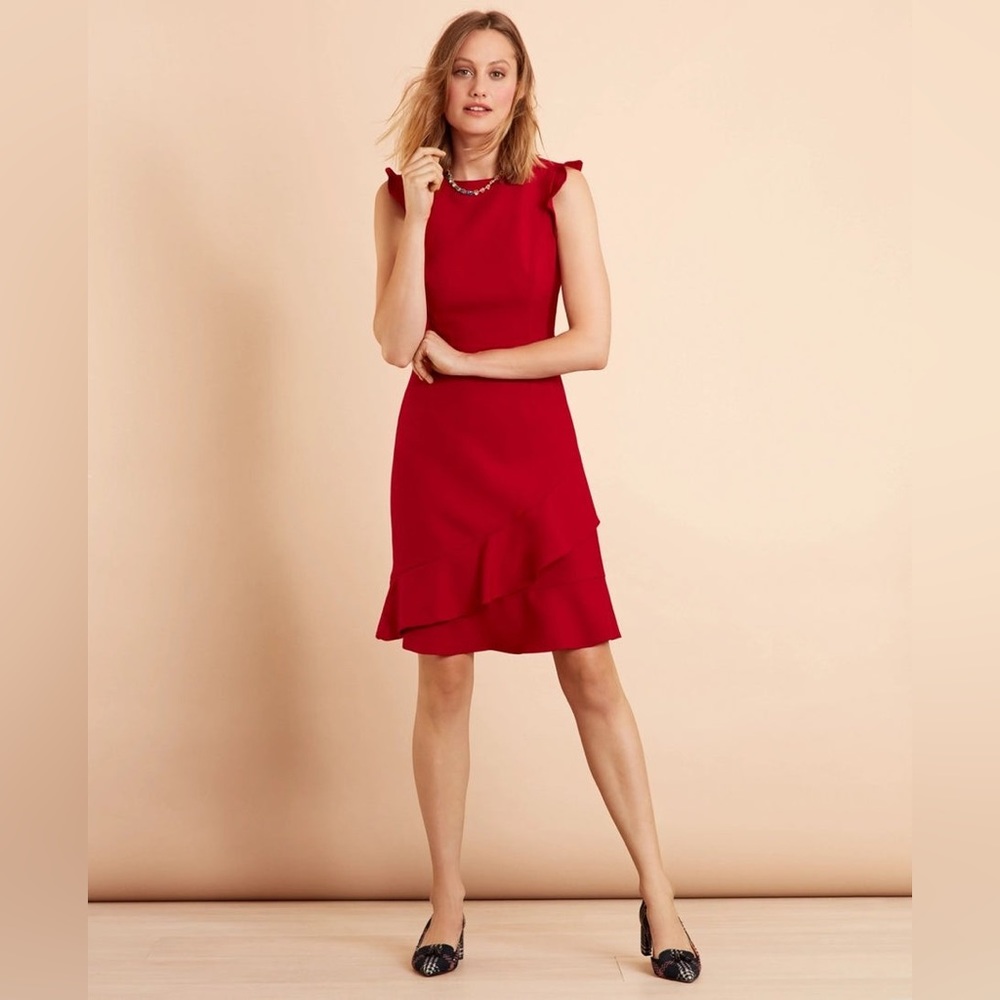 Brooks Brothers Red Sleeveless Ruffle Hem Dress